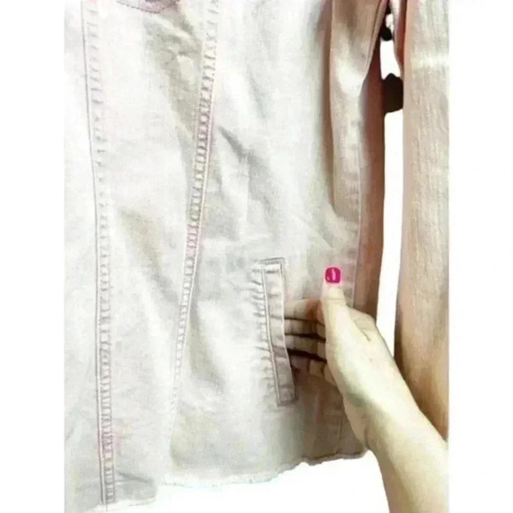 LOGO by Lori Goldstein Denim Jacket Washed Out Light Pink Size 12 - Picture 4 of 12